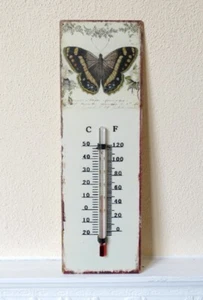 Thermometer Blechschild Metallschild Schmetterling Landhaus Deko Shabby - Bild 1 von 2