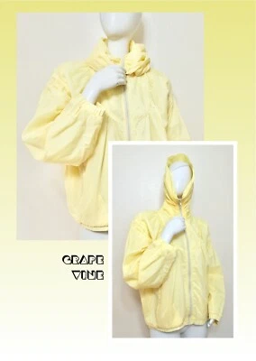 Винтажный 70-х 80-х солнечный желтый укороченный с капюшоном нейлона ветровка куртка M - Изображение 1 из 4
