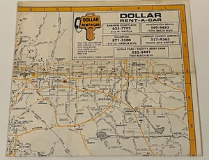 Vintage Anaheim- Disneyland CA Street Map Dollar Rent A Car Advertising 1975 - Picture 1 of 3