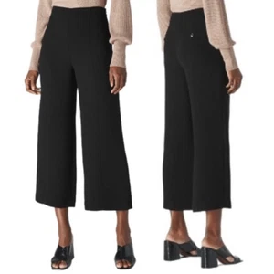 Whistles Flat Front Crop Wide Leg Seamed Trouser Pants in Black Women’s Size 4 - Picture 1 of 16