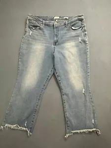 Sofia Jeans by Sofia Vergara Marya Crop Flare Denim Distressed Light Wash SZ 22 - Picture 1 of 9