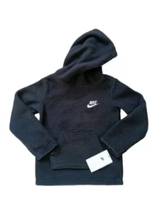 Nike Sportswear Sherpa Fleece Pullover Hoodie NWT Boys Size 4 Black - Picture 1 of 4