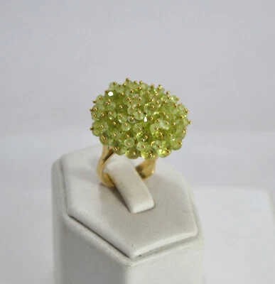 ANELLI ARGENTO 925 REGOLABILE DORATO PERIDOTO RONDELLE MISTE           AGNK 0105 - Immagine 1 di 3