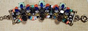 J. Crew Tribal Style Colorful Bracelet with Orange Blues and Green Stones #441