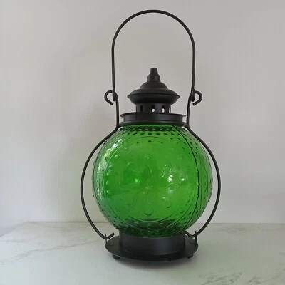Linterna de vidrio muelle 1 importaciones linterna de vela verde colgante luz de mesa Foto 1 de 4