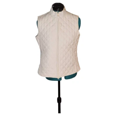 Chaleco Acolchado Relativity Mujer Marfil Hasta la Cintura Bolsillos Cremallera Completa Cuello Simulado L Foto 1 de 4