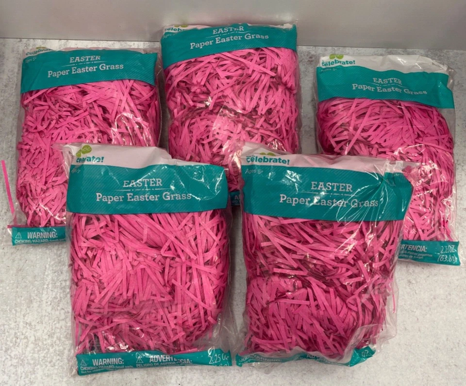 5 paquetes (2,25 oz/paquete) hierba rosa cesta de Pascua relleno papel trituración Foto 1 de 1