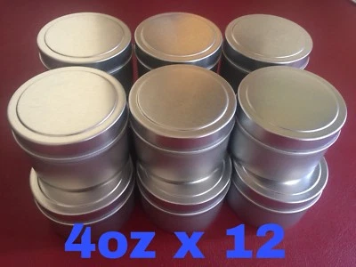 4oz X 12 Deep Metal Round Tins Slip Cover Candles, Cosmetics, Survival, 12-Pack - Image 1 of 4