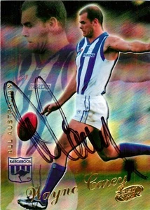 Signed 2000 NORTH MELBOURNE KANGAROOS AFL Card WAYNE CAREY All-Australian - Picture 1 of 2