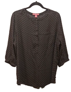 Blusa túnica pulóver negra con lunares blancos para mujer Within M 14/16, mangas 3/4 - Imagen 1 de 9