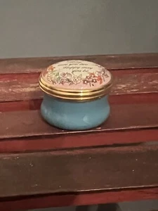 Halcyon Days Enamel Blue Box Long May You Live Bilston & Battersea London - Picture 1 of 5