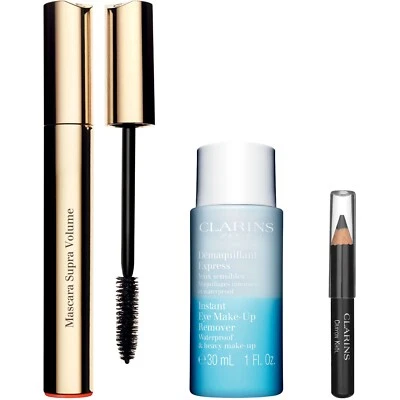 Набор Clarins All About Eyes 01 интенсивный черный улучшенный уход нежные ресницы 3 шт. НОВЫЕ - Изображение 1 из 2