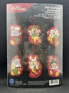 JP Coats 1998 Felt Applique Ornaments Iron On Transfer Animal Christmas Critters - Picture 1 of 4