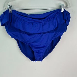 New Apt. 9 Womens Side Ruched Swimwear Pull On Royal Blue Bikini Bottom Size 12 - Picture 1 of 6