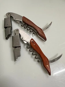 (2) Hicoup style Wood Stainless Quality Waiters Corkscrews Wine Key Openers - Bild 1 von 4