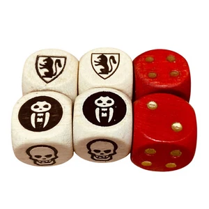 Full Set Of Original Wooden Heroquest Dice x 6 (Combat Dice x 4, Normal x 2) - Picture 1 of 4