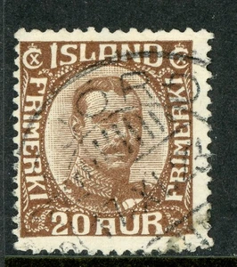 Iceland 1922 Christian X 20 Aur Brown Scott # 119 VFU D261 - Picture 1 of 6