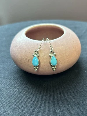 925 Пробы красивый синий бирюза капли юго-запад подвеской серьги - Изображение 1 из 4