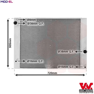 RADIATOR ENGINE COOLING 06002338 FOR BMW 5/E60/E61/7/E66/E67 N43B20A 2.0L 4cyl - Image 1 of 4