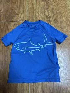 little boys swim shirt blue w/shark Caribbean Joe Island Supply Co. size 4 EUC - Picture 1 of 3