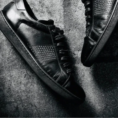 SAINT LAURENT PARIS | 8.5 / 39 | Wolly Microstud Noir Palladio Sneakers MSRP$610 - Image 1 of 4