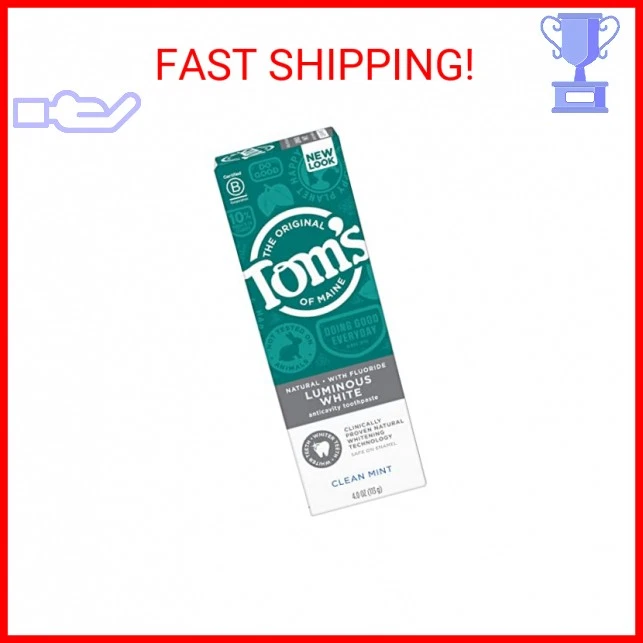 6 PK Tom's of Maine Luminous White Natural Fluoride Toothpaste Clean MINT 4 Oz