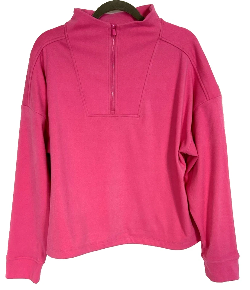 Jones New York Women's Sport 1/4 Zip Fleece Pullover Size Large Pink Active Wear - Image 1 of 4