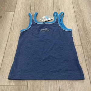 NIKE Vtg 2001 Y2K Blue Tank Top Girls Kids Medium Two Toned Blue NWT - Picture 1 of 10