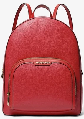 Mochila Michael Kors Jaycee Grande Cuero Guijarro Rojo Brillante Nueva Con Etiquetas $558 Foto 1 de 4