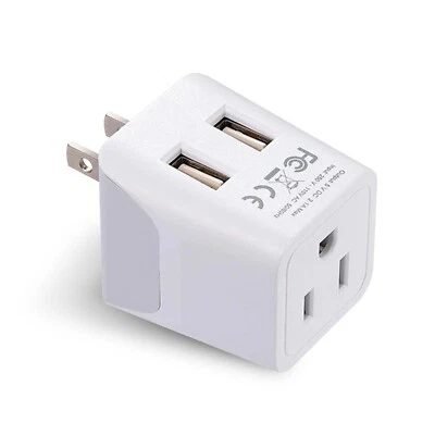 Ceptics USA to Japan, Philippines Travel Adapter plug - Type A - Dual USB(CTU-6)