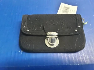 NUEVO Vera Bradley Billetera Negra Microfibra Bordada Hebilla Flap I.D. Ventana nueva con etiquetas - Imagen 1 de 4