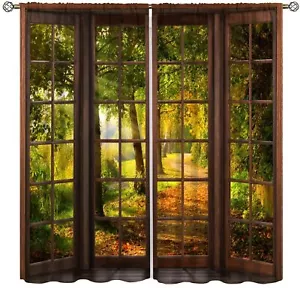 Forest Scenery Blackout Curtains,Sunshine Woodland Tree Path Nature Lands - Picture 1 of 8