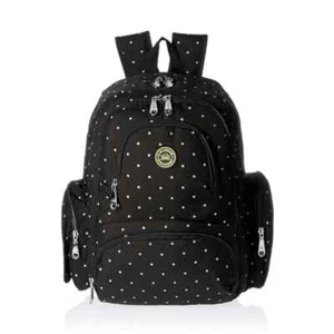 QiMiao Baby Diaper Bag Travel Backpack Black Polka Dots - Picture 1 of 1