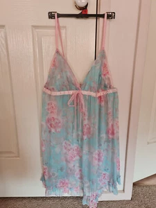 Nightie nightdress lingerie pink blue sheer babydoll vintage - Picture 1 of 17