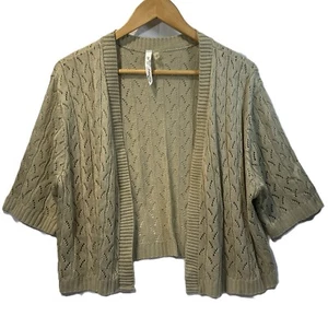 NWOT NY Collection Women's 2X Short Sleeve Shrug Crochet Sweater in Beige Tan - Picture 1 of 7