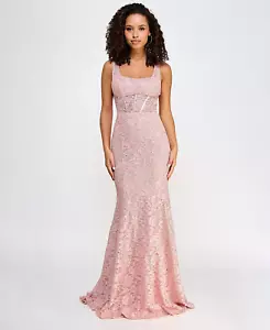 City Studios Junior Kleid quadratischer Ausschnitt Blumen-Spitze Größe: 9/10 Farbe: Blush Rose - Bild 1 von 9
