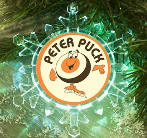 Peter Puck NHL Hockey Retro Snowflake Blinks Lit Holiday Christmas Tree Ornament - Picture 1 of 4