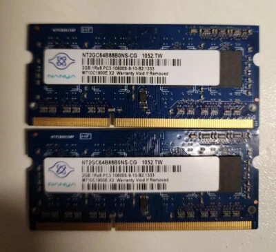 2gb 1rx8 Pc3-10600s 1333 Mhz, DDR3, Laptop Memory x2. 4GB - Image 1 of 4