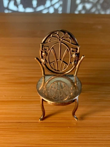 Antique Art Deco Sterling Silver Miniature Chair Dollhouse Cover