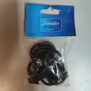 Clip Rings for 3/4" Diameter Curtain Rods, Black, Set of 10 - Picture 1 of 1