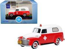 1950 Chevrolet Panel Van "ambulance" Red and White 1/87 Scale by Oxford Diecast