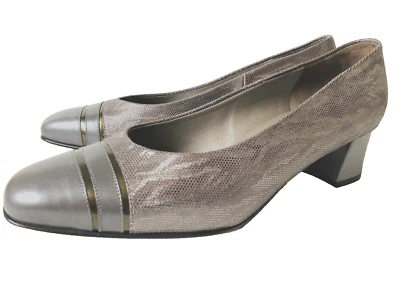 Peter Kaiser Pump 6.5 HECHO EN ALEMÁN Cuero Metálico Imitación Piel de Serpiente Tacones LEER Foto 1 de 4