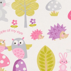 935551 - Boys & Girls Hedgehogs Owls Rabbits Multicoloured AS Creation Wallpaper - Picture 1 of 2