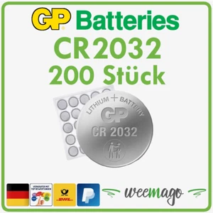 GP Battery | Lithium Knopfzelle Knopfbatterie | Bulkware | CR2032 | 200x Stück - Bild 1 von 2