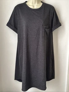 Three Bird Nest Gray Knit Soft Dress Double Pocket Short Sleeve Sz XL - Picture 1 of 6