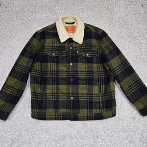 Levis Jacket Mens XL Green Plaid Sherpa Lined flannel shirt jacket shacket - Picture 1 of 8