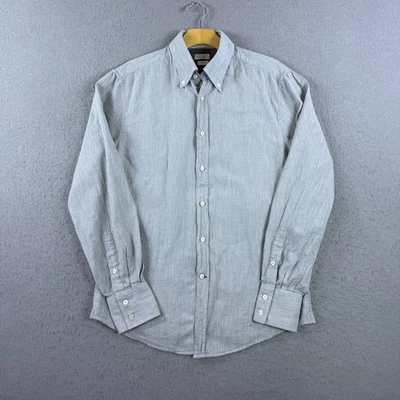 Camisa Brunello Cucinelli Para Hombre Abotonada Calce Ajustado Gris Talla M Hecha en Italia Foto 1 de 4