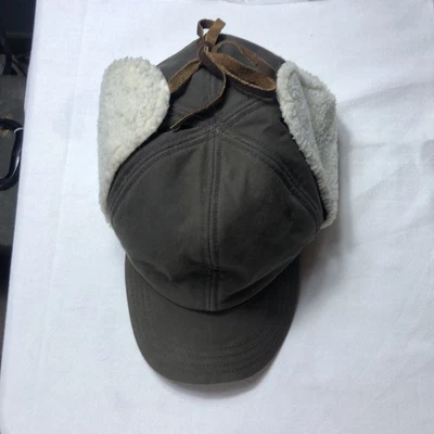 Gorra de caza Woolrich con orejeras - Lona marrón con forro de piel sintética - XLarge Foto 1 de 4