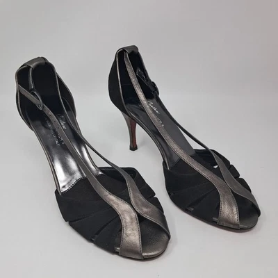 Donald J. Pliner Couture Heels Pumps Size 7.5 M Black Pewter Silver Italy - Image 1 of 4