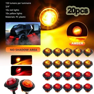 3/4" 12V Marker Lights LED Truck Trailer RV Round Side Bullet Amber Red Lamp Syv - Picture 1 of 12